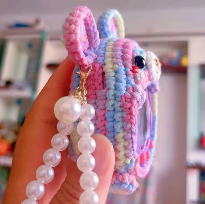Tamagotchi Paradise Knitted Case - Teddy Pink Multi