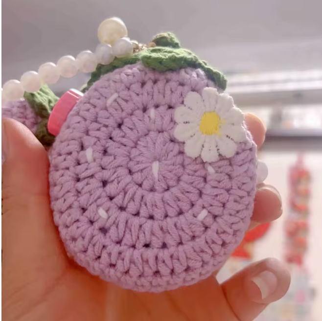 Tamagotchi Paradise Knitted Case - Berry Purple