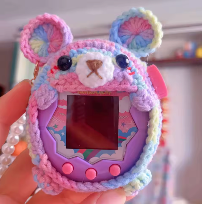 Tamagotchi Paradise Knitted Case - Teddy Pink Multi