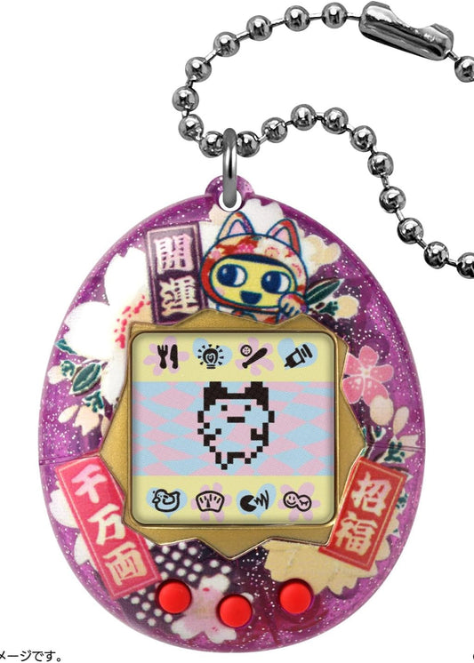 Bandai Tamagotchi - Gen1 Original Japan Edition Lucky Cat Maneki Neko Mamecchi Inspired by Edo Kimekomi Doll Purple BTGEK1