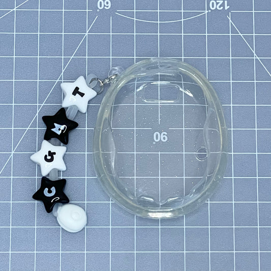 Uni TPU Soft Case - Clear Glitter + Black/White Charm