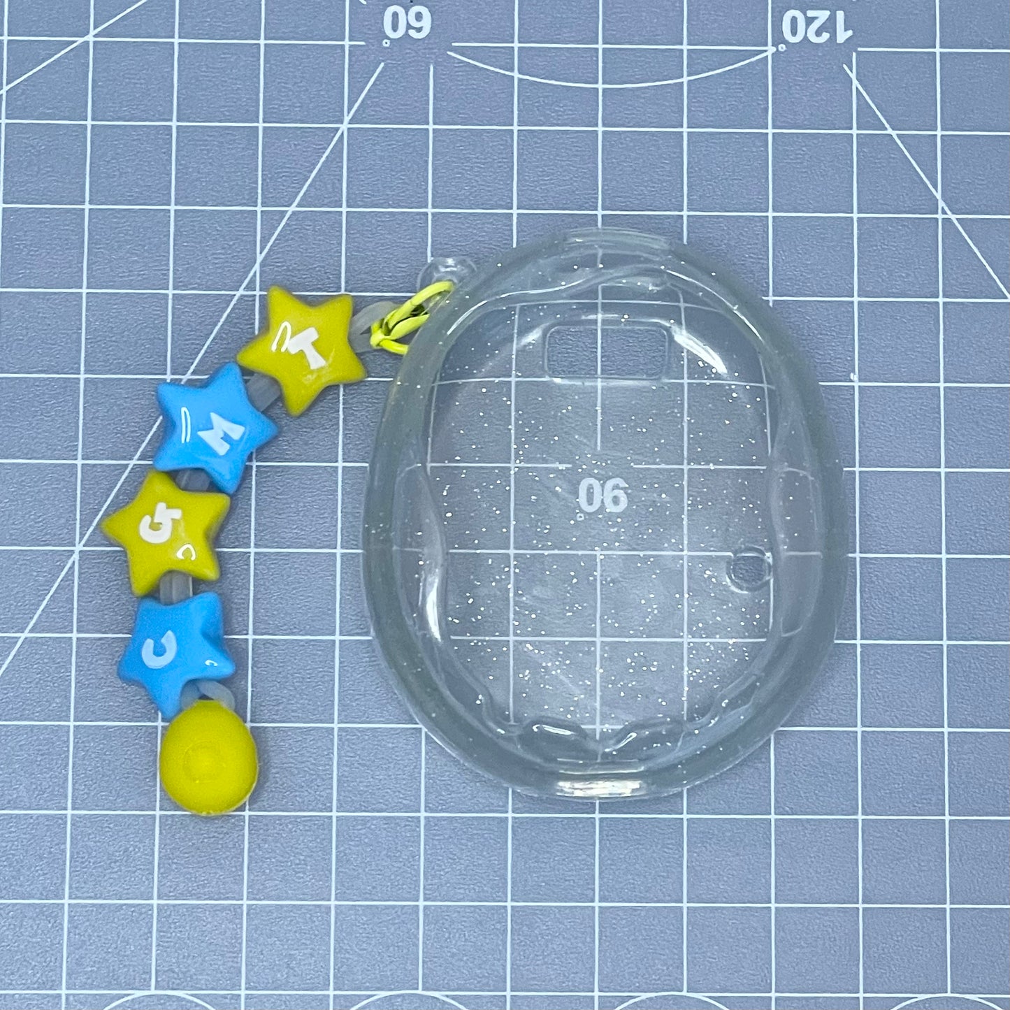 Uni TPU Soft Case - Clear Glitter +Blue/Yellow Charm