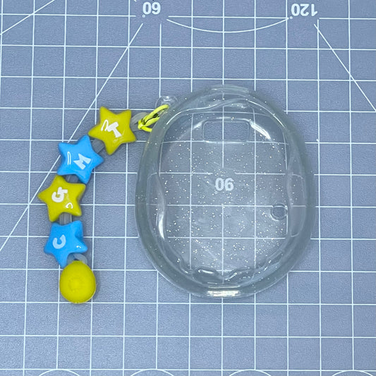 Uni TPU Soft Case - Clear Glitter +Blue/Yellow Charm