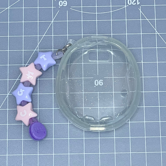 Uni TPU Soft Case - Clear Glitter + Pink/Purple Charm