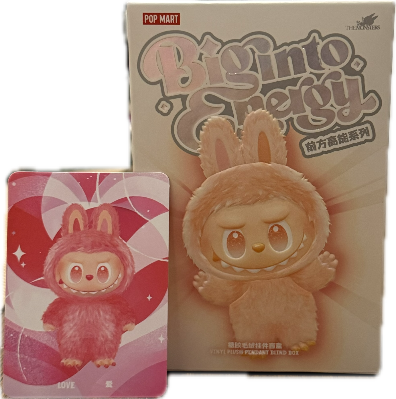 Pop Mart The Monsters Collectible V3 'Big Into Energy' Labubu - Love (Red/Pink)